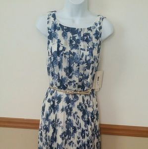 Blue and white floral maxi dress